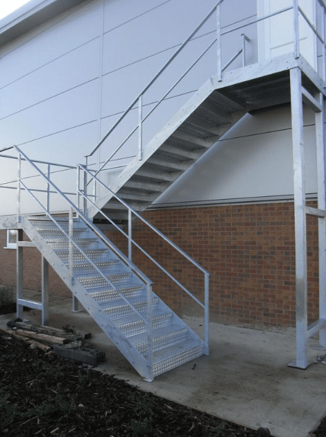 Exterior building escape staircase